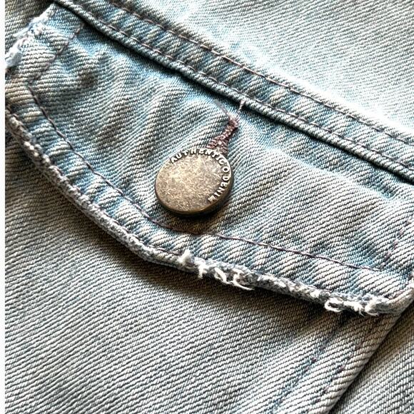 Simply Bee Denim Jacket Plus Size Jean Embroidered Eagle Butterflies Distressed - Picture 3 of 9